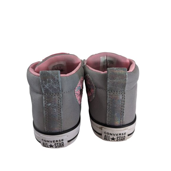 Converse Chuck Taylor All Star Sneaker Shoe Girls 4 Gray Pink Mid Lace Up - Picture 6 of 10